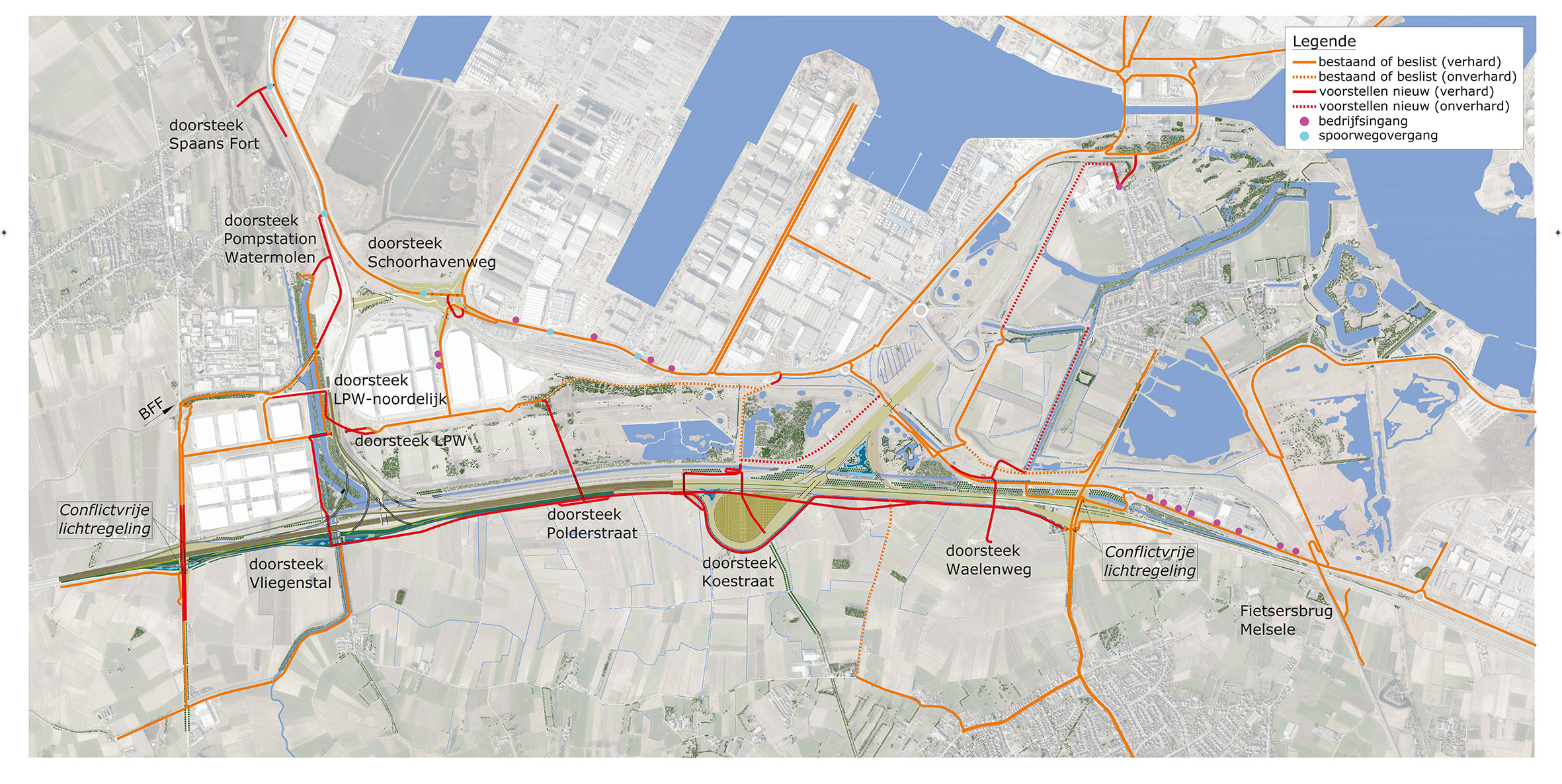 Overzicht mogelijke opties fietsnetwerk rond E34